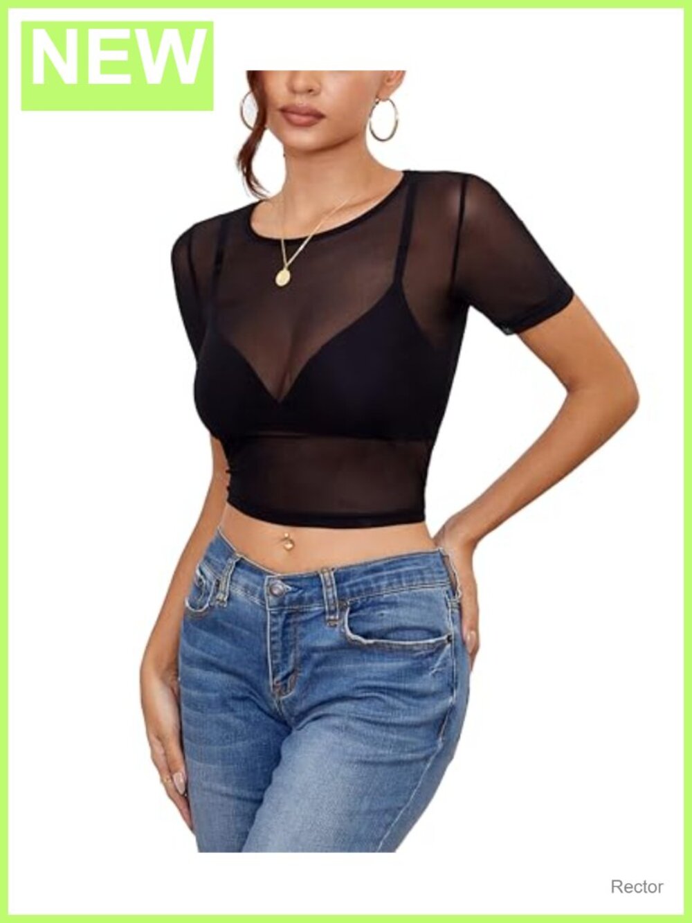 Women's Mesh Sheer Short Sleeve T-Shirt See Through Tee
